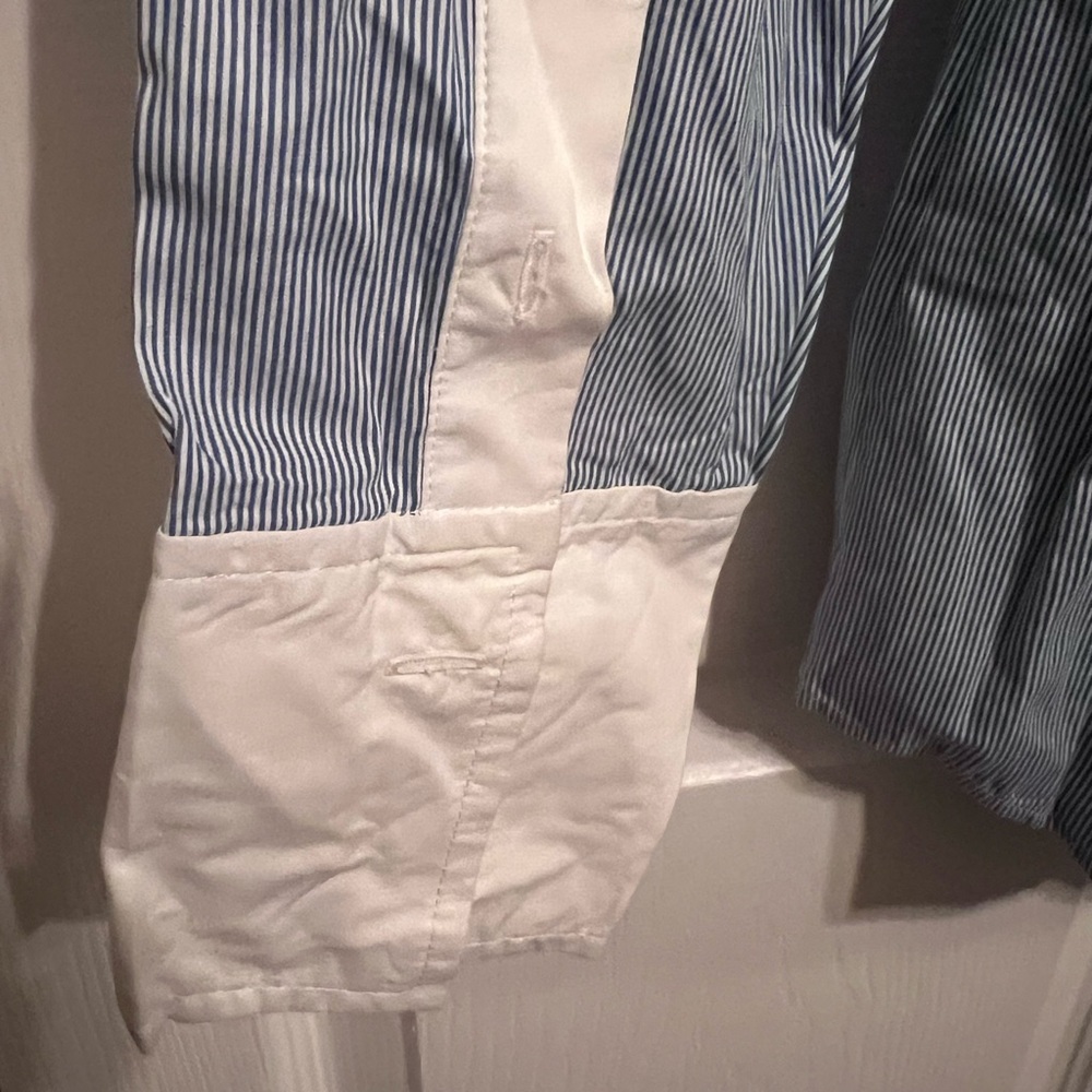 Banana Republic Striped Blue and White Button Down Shirt with Bib Lace Front. M - Picture 3 of 6